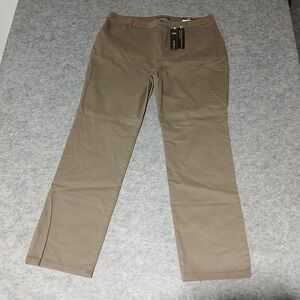 Lee Effortless Wash Wear Straight Leg Pants Deep Breen Womens Size 14 Medium NWT